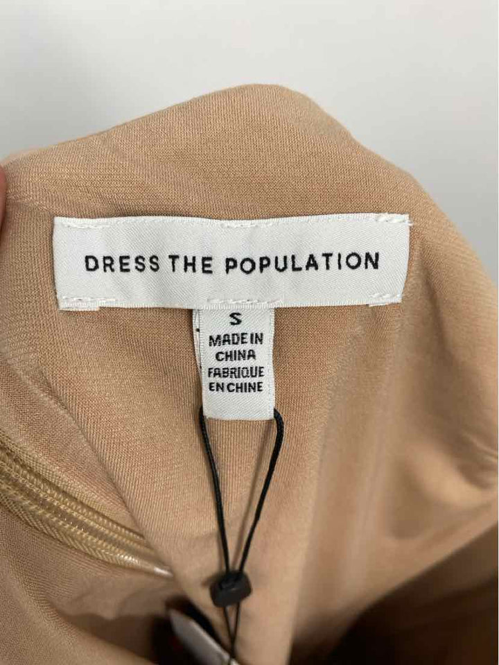 Size S DRESS THE POPULATION Brown Sequined Dress