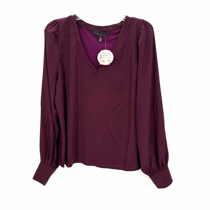 Size L White House Black Market Plum Satin Knit Sweater