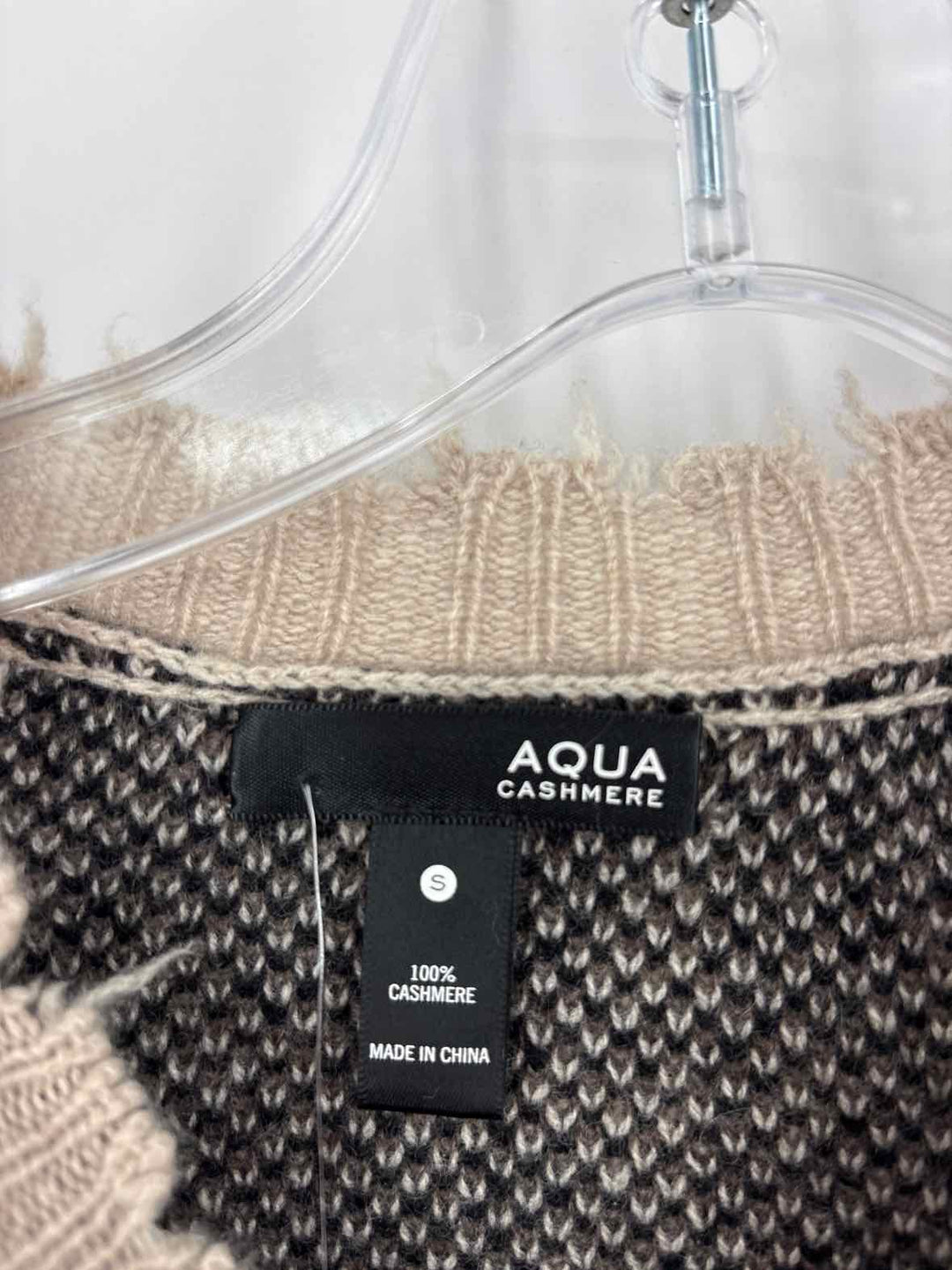Size S AQUA Tan Cashmere Sweater