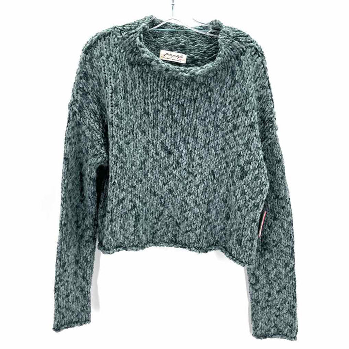 Size M FREE PEOPLE Green Knit Sweater