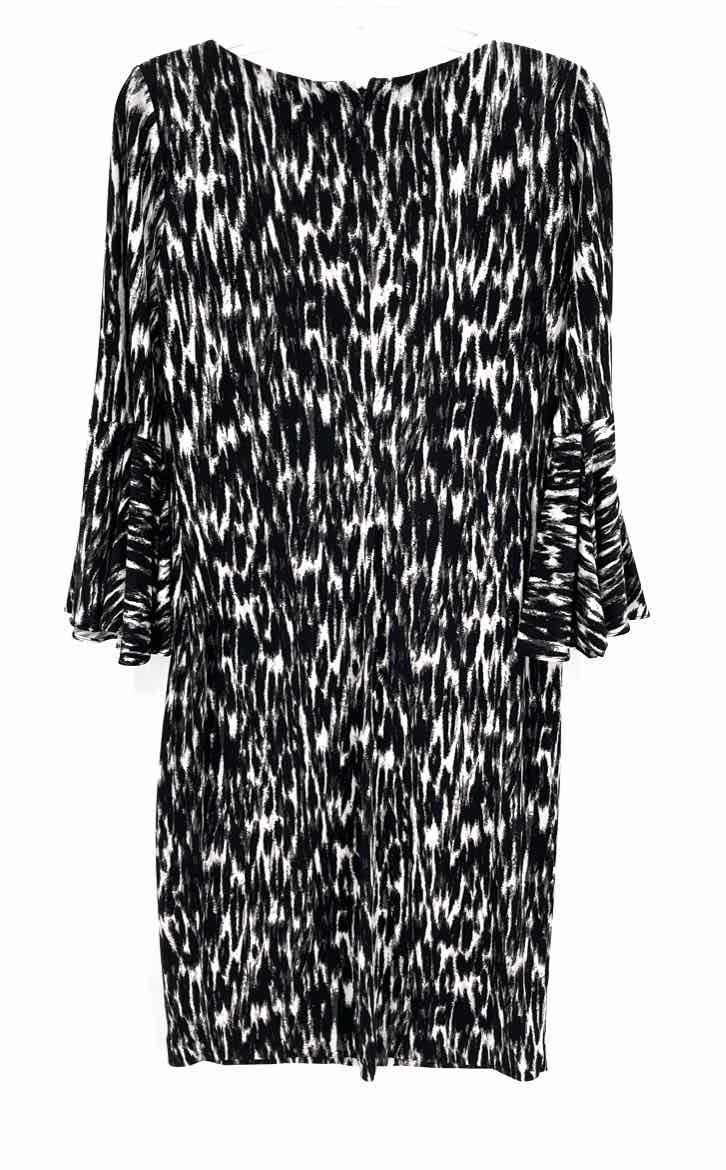 Size 6 Calvin Klein Black Print Dress