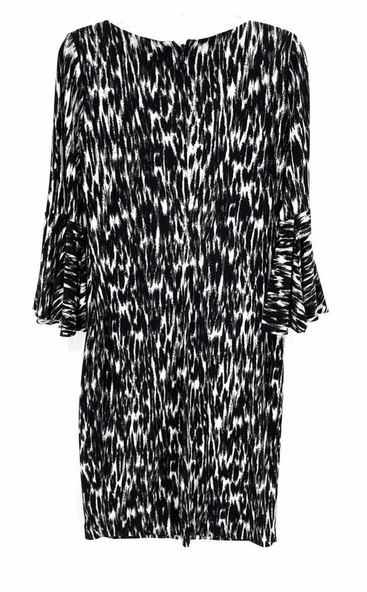 Size 6 Calvin Klein Black Print Dress