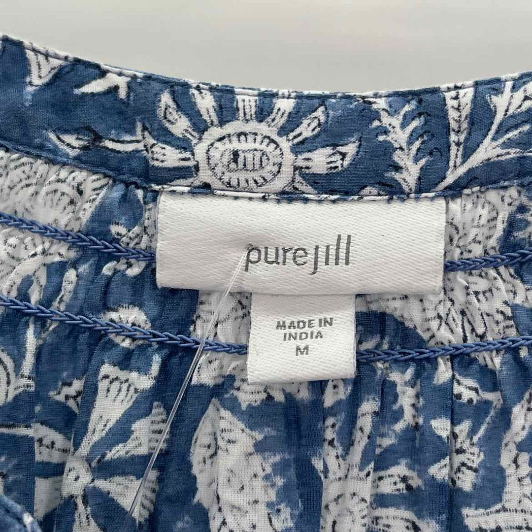 Size M J JILL Blue Print Shirt