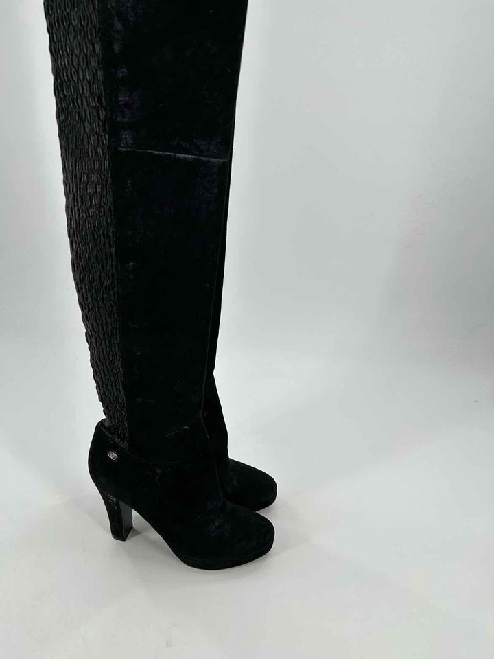 Shoe Size 8 Chanel Black Suede Boots