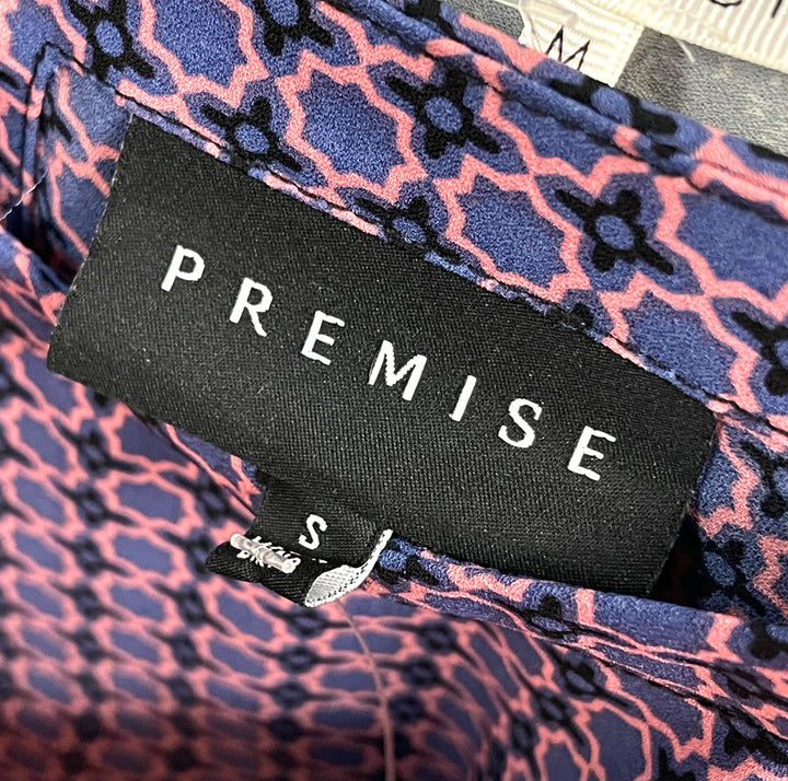 Size S PREMISE Navy Print Shirt