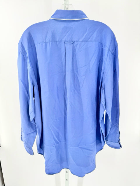 Size XL RALPH LAUREN Blue Silk Shirt